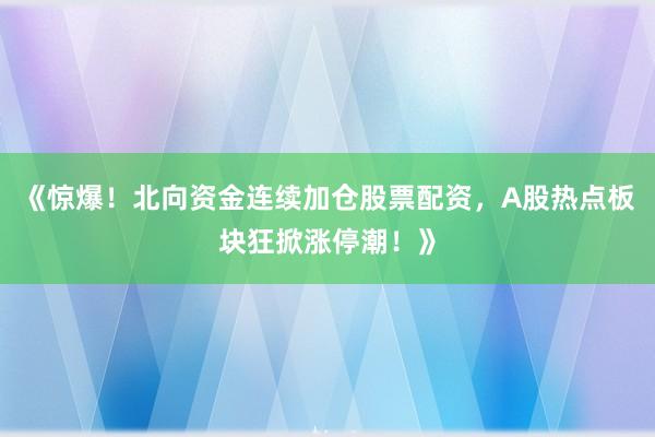 《惊爆！北向资金连续加仓股票配资，A股热点板块狂掀涨停潮！》