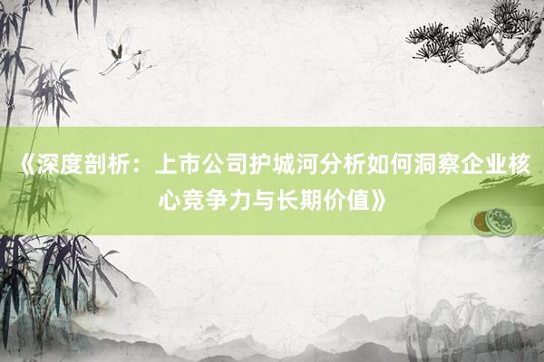 《深度剖析:上市公司护城河分析如何洞察企业核心竞争力与长期价值》