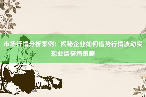 市场行情分析案例：揭秘企业如何借势行情波动实现业绩倍增策略