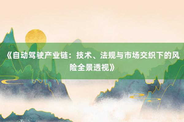 《自动驾驶产业链:技术、法规与市场交织下的风险全景透视》