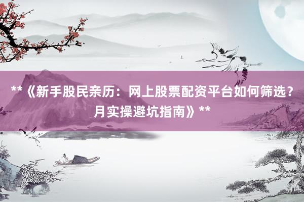 **《新手股民亲历：网上股票配资平台如何筛选？月实操避坑指南》**