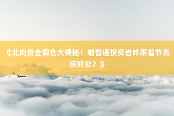 《北向资金调仓大揭秘！咱普通投资者咋跟着节奏捞好处？》