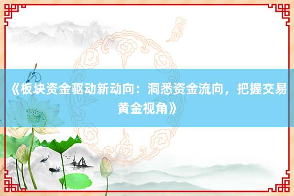 《板块资金驱动新动向：洞悉资金流向，把握交易黄金视角》